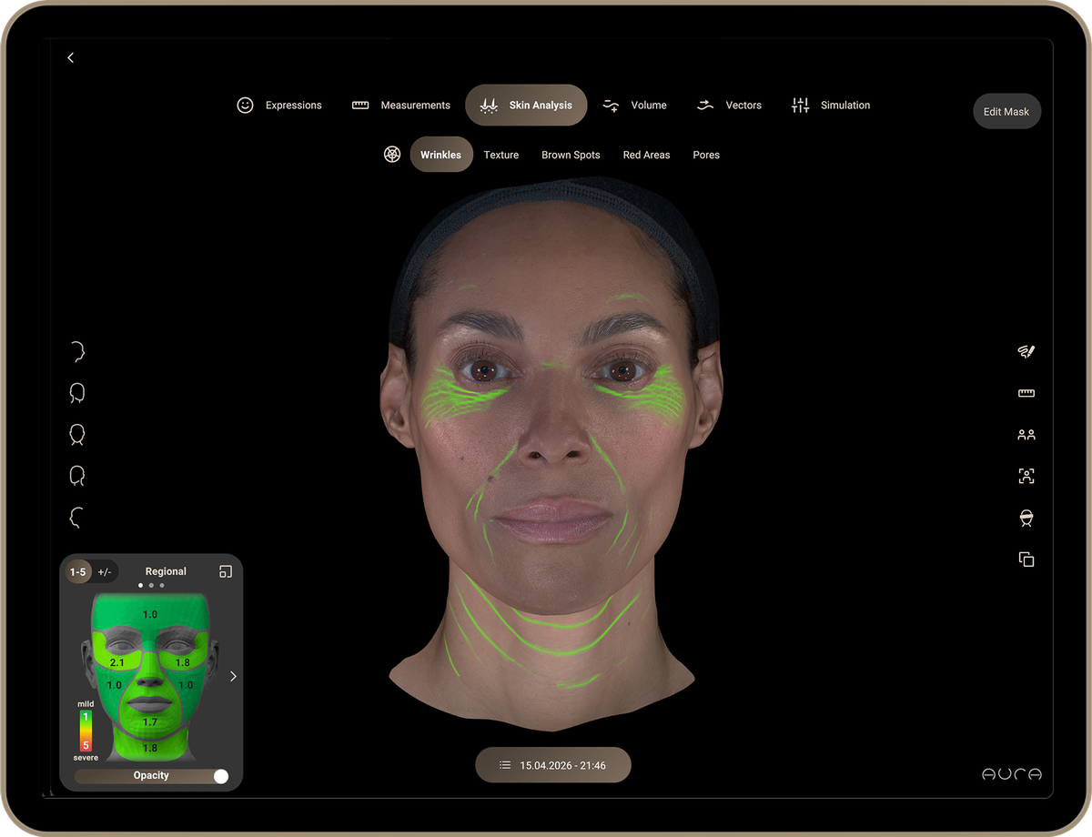 Aura 3D skin scan on an iPad