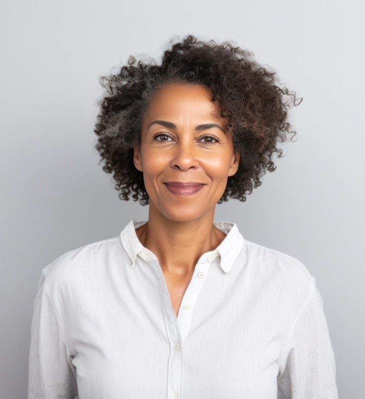 Healthy middle-aged woman smiling outdoors