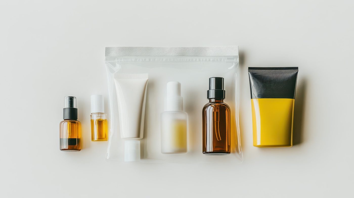Medical-grade skin care bottles on a white surface